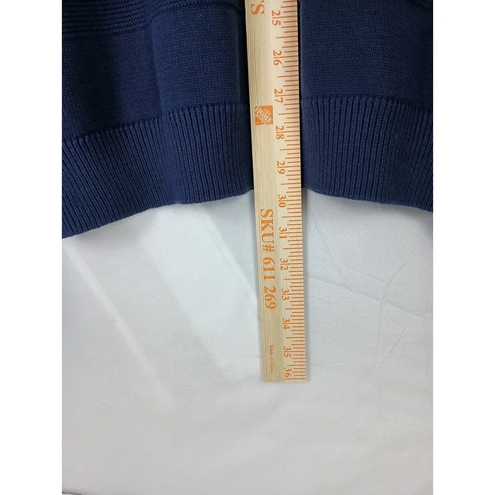 CHAPS Men's XL Navy Blue Cable Knit 1/4 Zip Pullover Cotton Sweater
